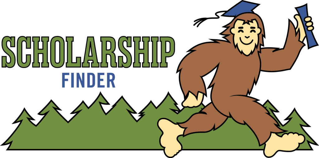Scholarship finder with bigfoot with a grad cap