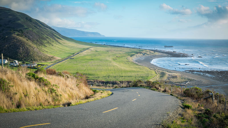 view of the mattole road looking towards the ocean