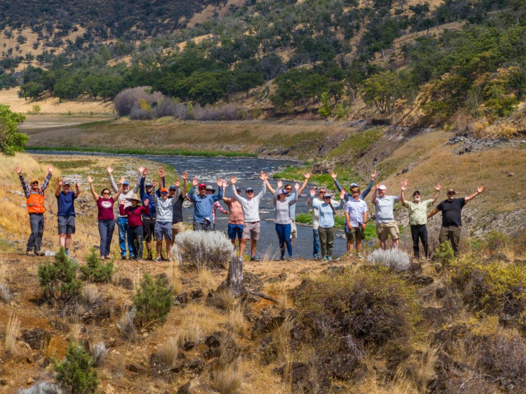 A gathering of staff members from California Trout on the Klamath River.