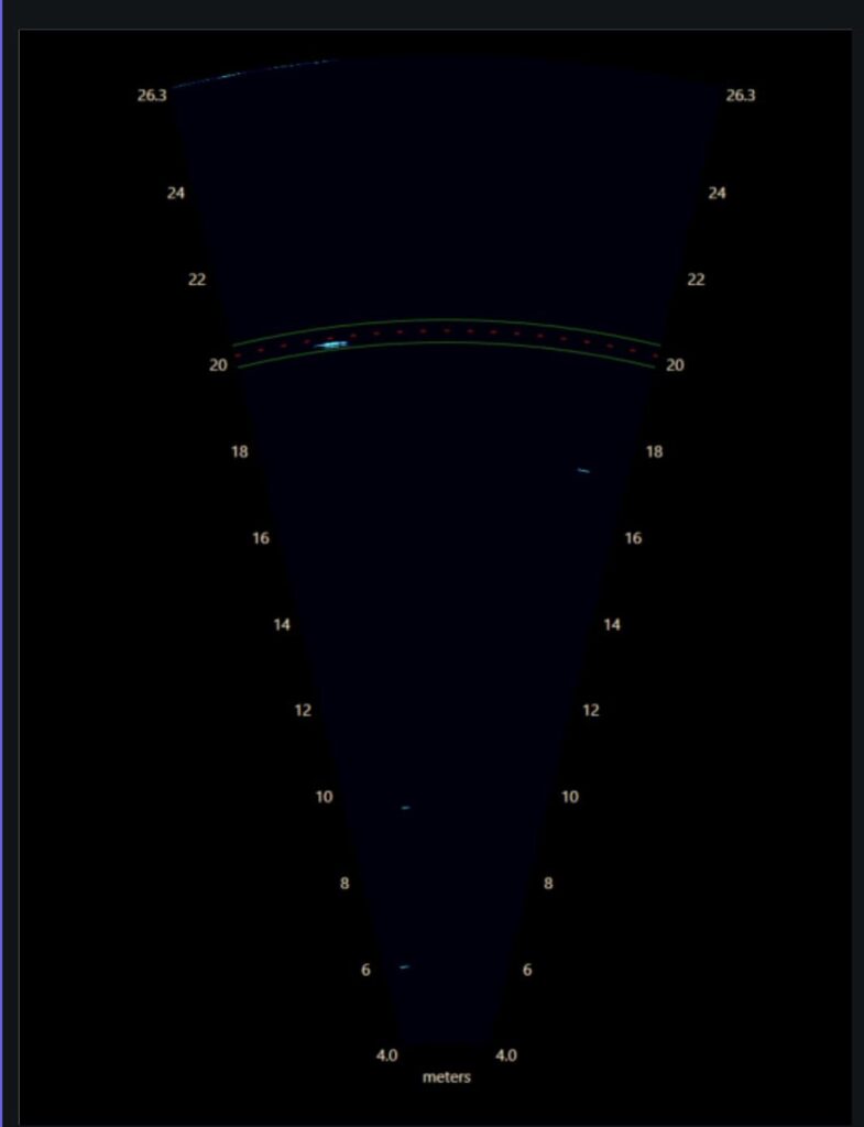 Single blue blip on sonogram representing a Chinook Salmon at the Upper Klamath Basin