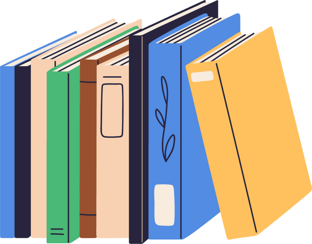 Illustration of books lined up next to each other