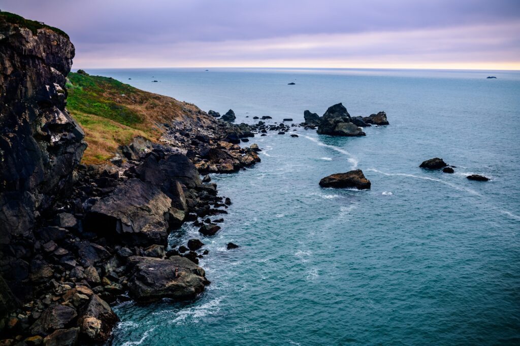 Eureka coastline to the left of large body of water