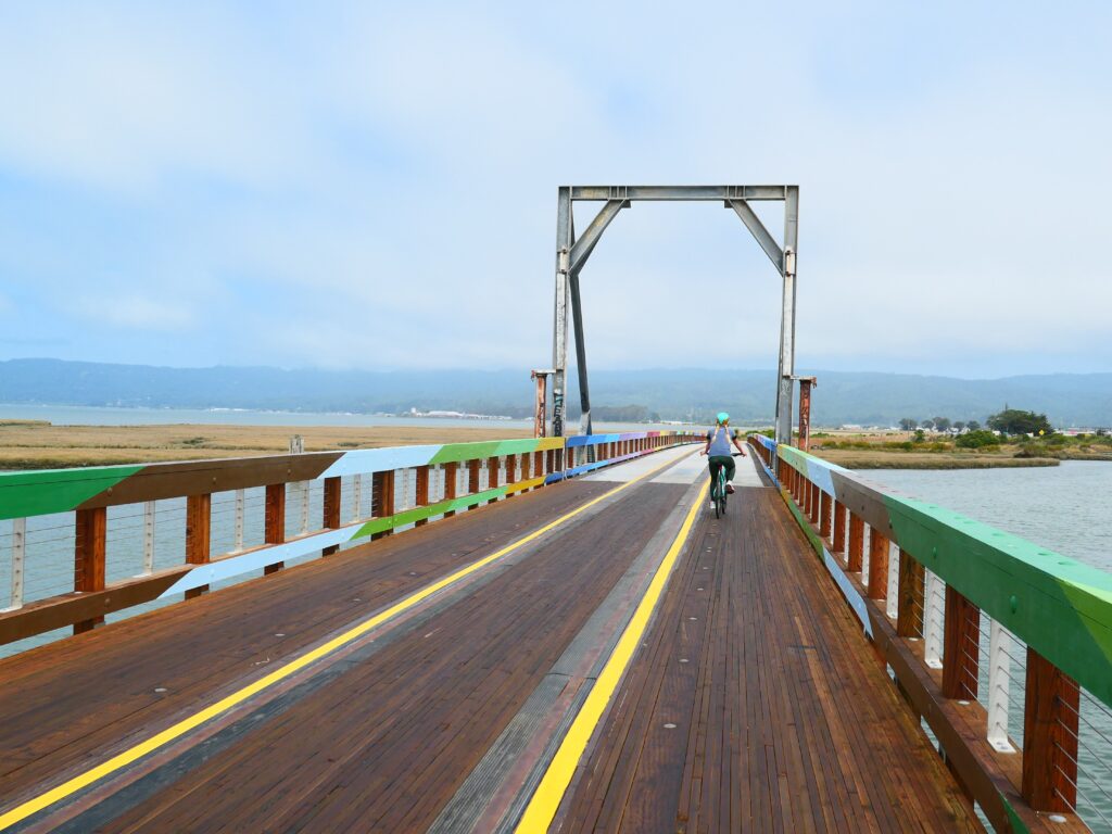 Bridge with colorful bridge on a sunny day
